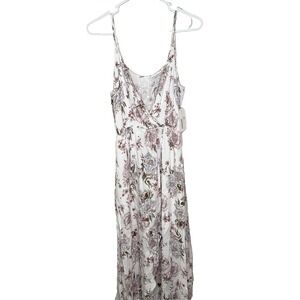 Sadie & Sage White Floral Maxi Dress with Pink and Green Print